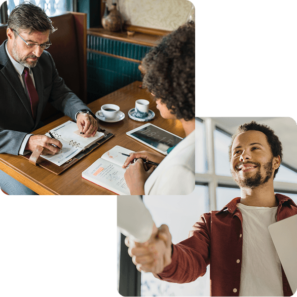 Dois homens dando um aperto de mão